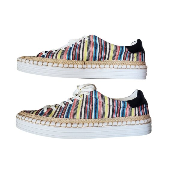 Sam Edelman Kave Multi Striped Lace Up Sneaker Women Shoe Size 8.5 Never Worn - Picture 7 of 10